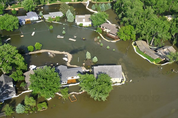 Aerial view of Missouri River flooding