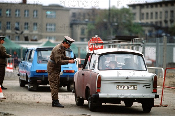 East German policeman monitors traffic