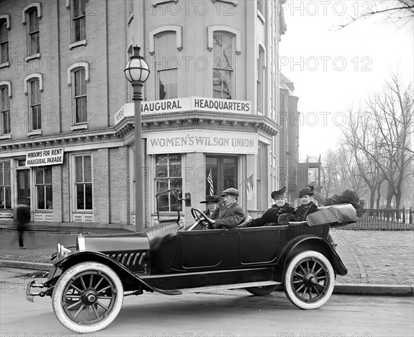 Automobile driving in front of the Wilson's Womens Union