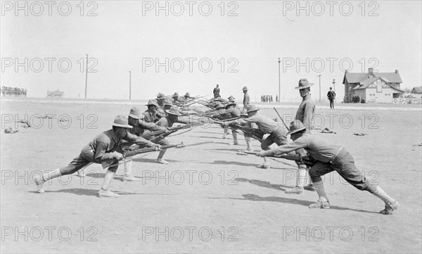 Bayonet practice. Camp Bowie