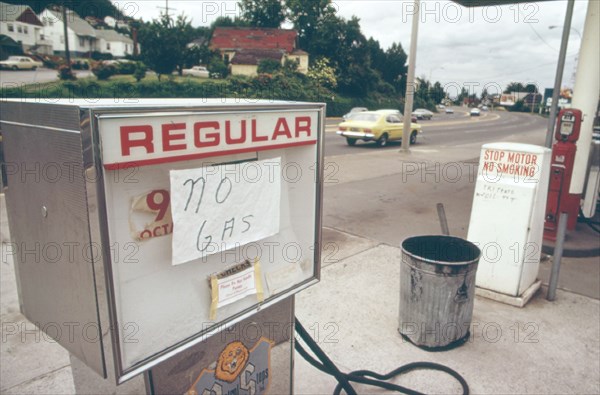 Close up of regular gas pump at a gas station