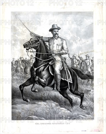 Colonel Theodore Roosevelt riding a horse