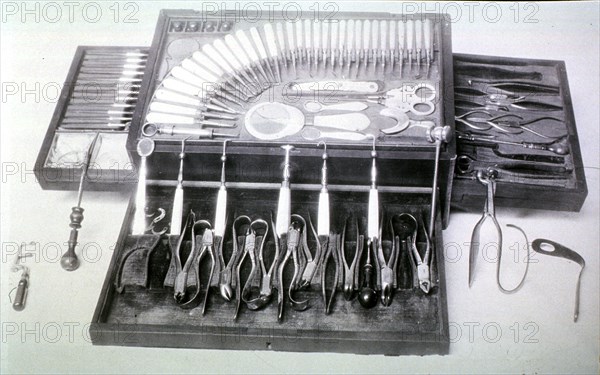 Dental case displaying instruments