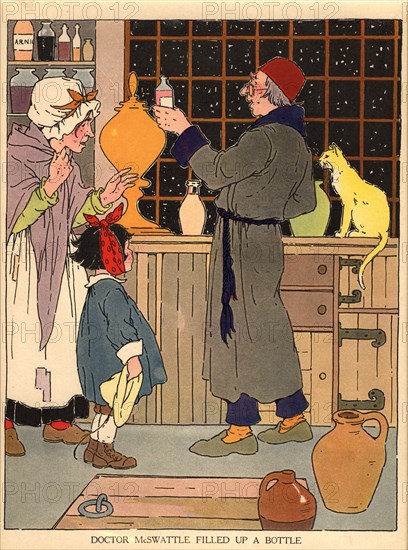 Doctor McSwattle filled up a bottle ca. 1918