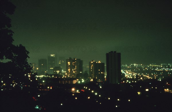 Downtown Portland Oregon Skyline (unlit) in 1973 (1970s Portland Skyline)