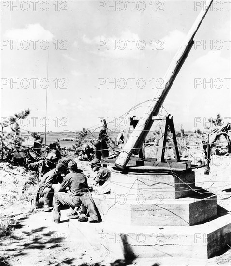 Dummy AA gun off the beach at Wakayama