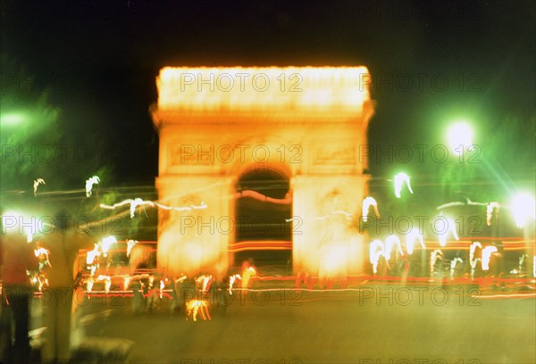Early 1970s Blurred lights of Paris France at night