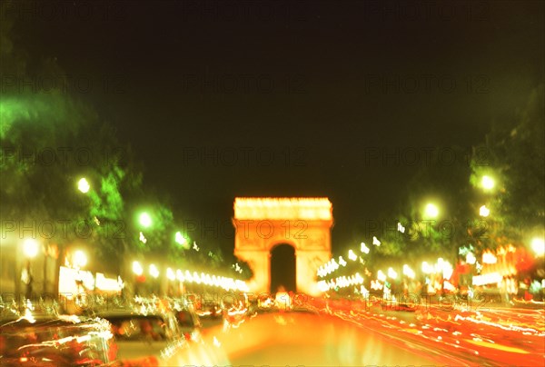 Early 1970s Blurred lights of Paris France at night