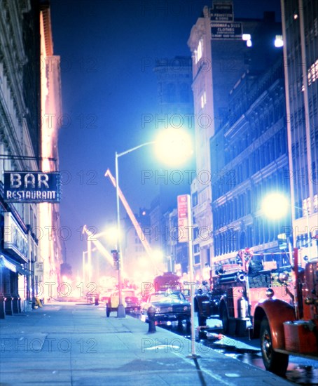 Emergency vehicles at the scene of a fire in New York City