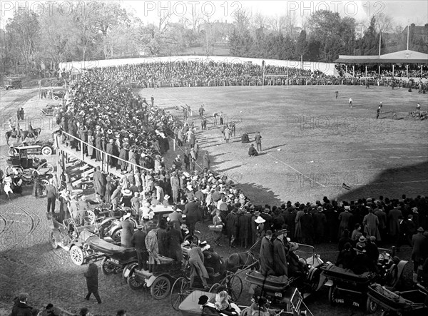 Fans viewing a Georgetown University football game
