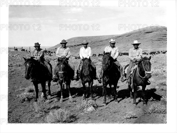 Five Cowboys on  Horseback ca 1938