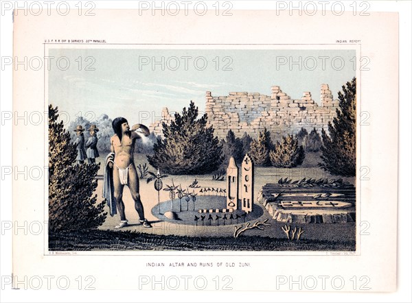 Indian altar and ruins of old Zuni