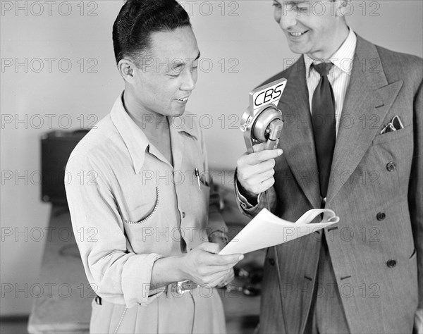 Key Nishimura with announcer Chet Huntley