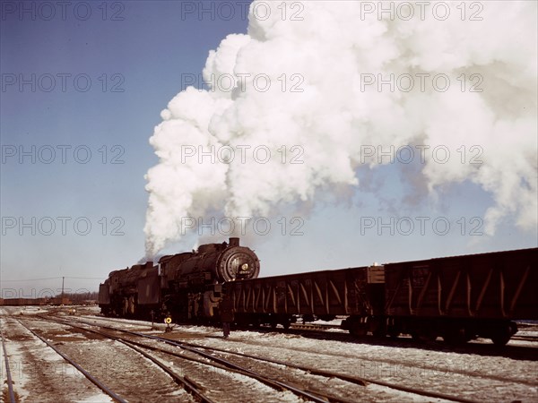 Locomotive in a railroad yard