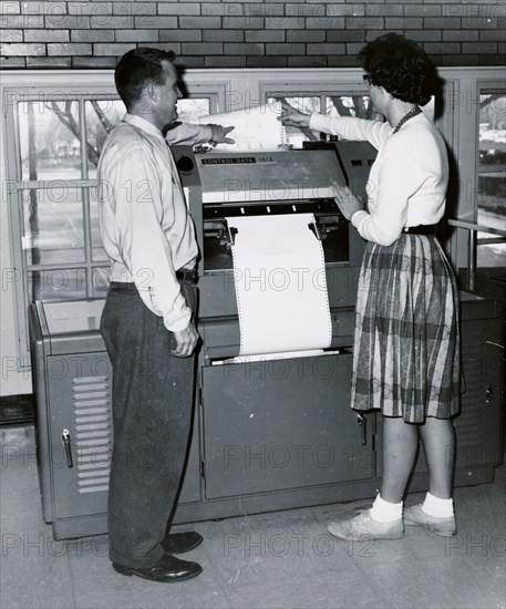 Old computer printer printout 1963
