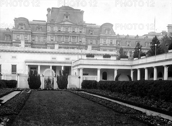 Photo shows the rose garden designed by George E. Burnap