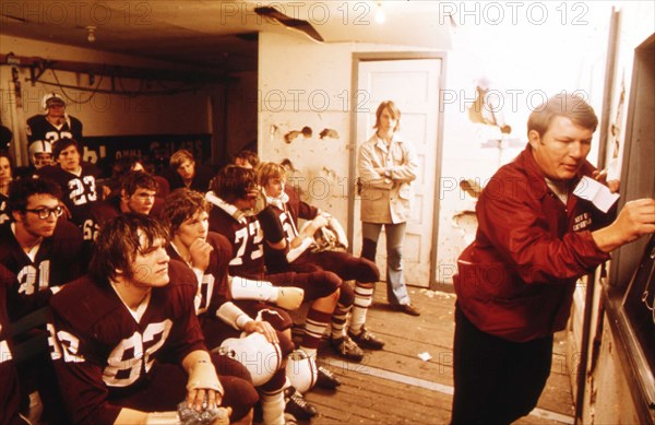 Discussion by the Coach for Cathedral Senior High School Football Players