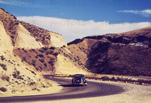 Road cut into the barren hills which lead into Emmett