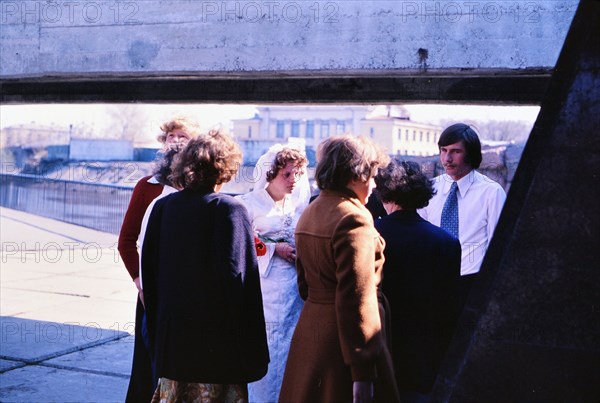 Russian bride and group of friends and family