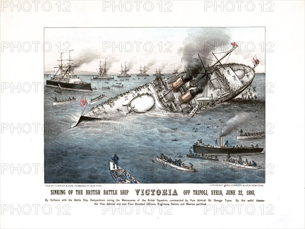 Sinking of the British battle ship Victoria off Tripoli