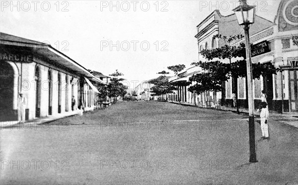 Street scene in the Amazon port city Iquitos in Peru