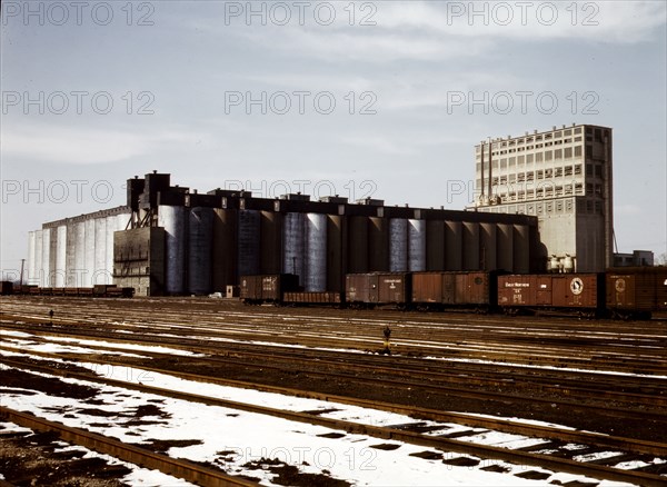 The giant 10 million bushel grain elevator of the Santa Fe R.R.