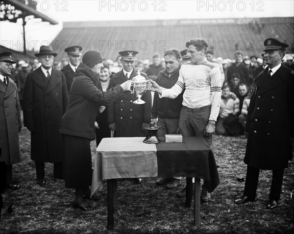 Trophy cup at football game (Army