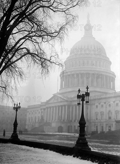 United States Capitol on a foggy morning ca. 1917