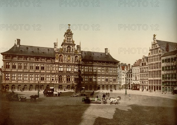 Grande Place with town hall, Antwerp, Belgium ca. 1890-1900