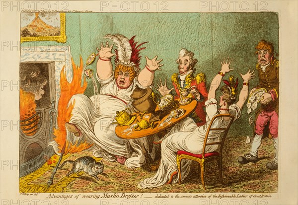 Advantages of wearing muslin dresses! ca. 1802, James Gillray, Engraver