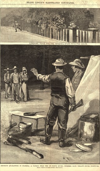 Leaving food for the inmates of an infected house ; Shotgun quarantine in Florida ca. 1888