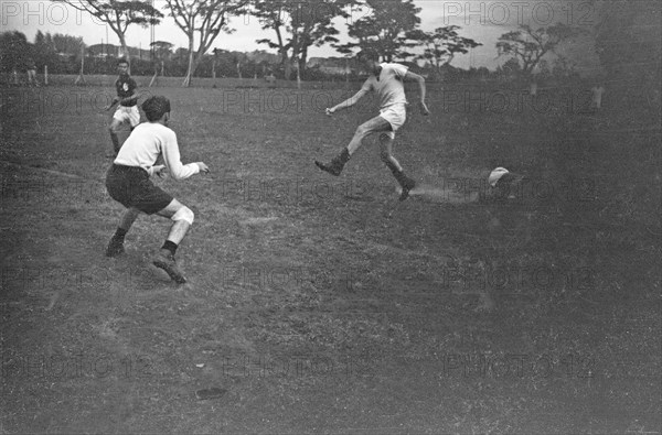 Soccer match held in Decapark in Batavia Indonesia March 14, 1948
