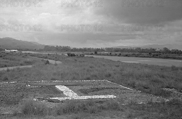 Laha (Ambon) airport. Airstrip. Runway in Ambon, Indonesia, Dutch East Indies ca. 1947