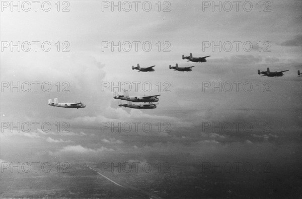 Aviation Day Military Aviation at the Kemajoran airport Mitchell B-25 planes - ca. 1947 Batavia, Indonesia, Jakarta, Kemajoran, Dutch East Indies