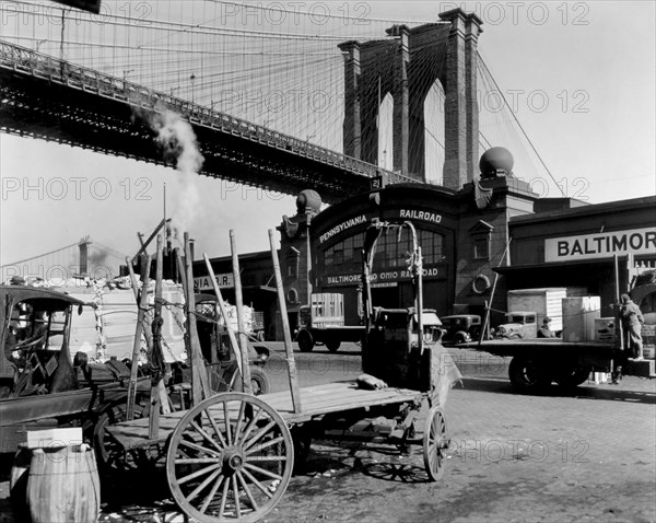 Brooklyn Bridge, Pier 21, Pennsylvania Railroad, Manhattan ca. 1937