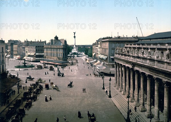 La Comédie and rue Juillet XXX, Bordeaux, France ca. 1890-1900