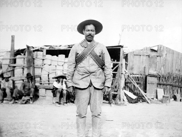 Photo shows Francisco 'Pancho' Villa (1877-1923), a Mexican revolutionary general. Possibly taken the day of the capture of Ciudad Juarez, Chihuahua, which took place on May 8, 1911.