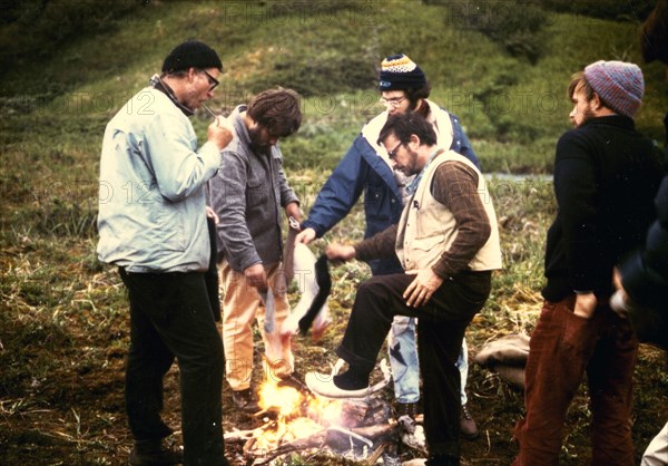 Drying out camp #1 river trip 7 12 1973 - Aniakchak Crater area