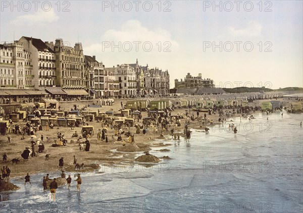 The beach at high water, Ostend, Belgium ca. 1890-1900