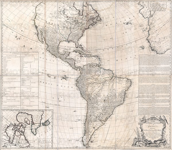 Antique map of North and South America - ca. 1772