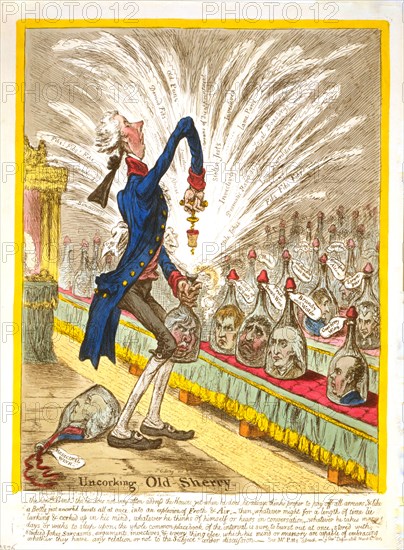 Uncorking old sherry ca. 1805, James Gillray engraver