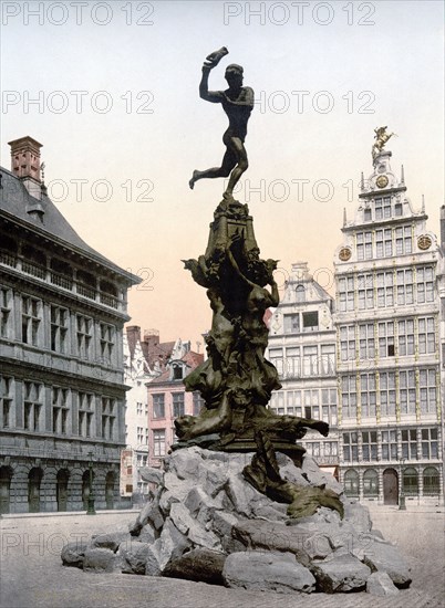 Brabo monument, Antwerp, Belgium ca. 1890-1900