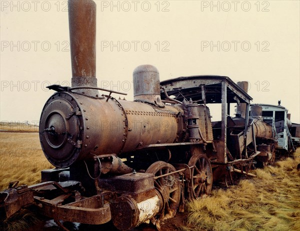 September 1972 - Old abandoned railroad engine near abandoned village of Solomon Alaska