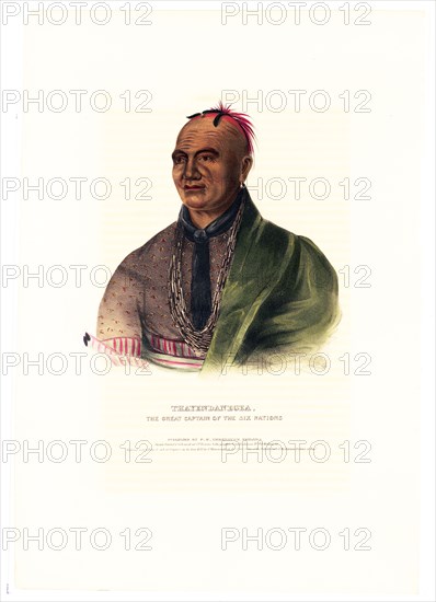 Antique Native American Print - Thayendanegea, the great captain of the Six Nations ca. 1838