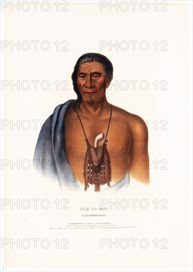 Antique Native American Print - Tish-Co-Han. A Delaware chief ca. 1837