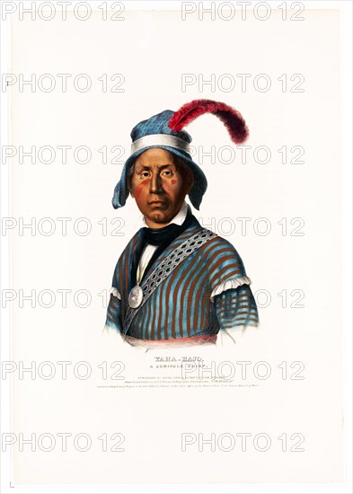 Antique Native American Print - Yaha-Hajo. A Seminole chief ca. 1842