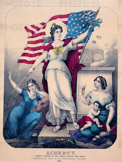 Liberty. 'Liberty brings to the earth justice and peace' ca. 1863-1864