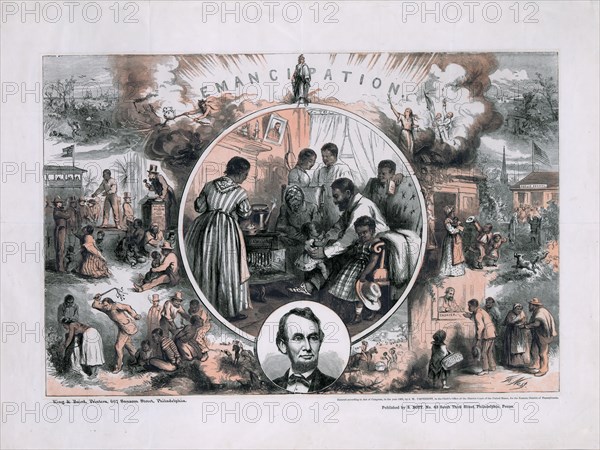 Thomas Nast's celebration of the emancipation of Southern slaves with the end of the Civil War.