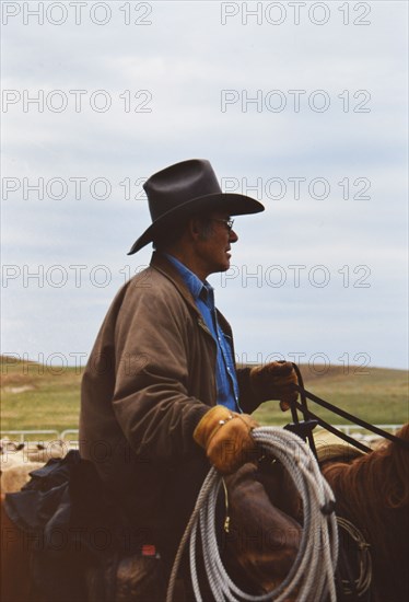 American Cowboys: 1990s Cowboys in the American west during spring branding time on a ranch in Northern Nebraska ca. 1999-2001.