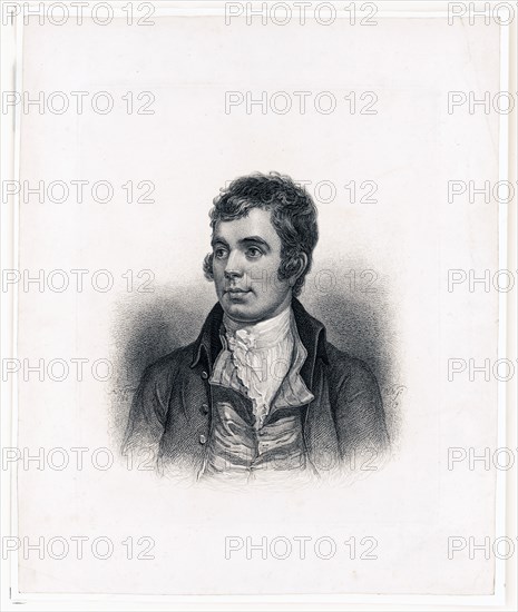 Poet Robert Burns, head-and-shoulders portrait, facing left ca. 1819